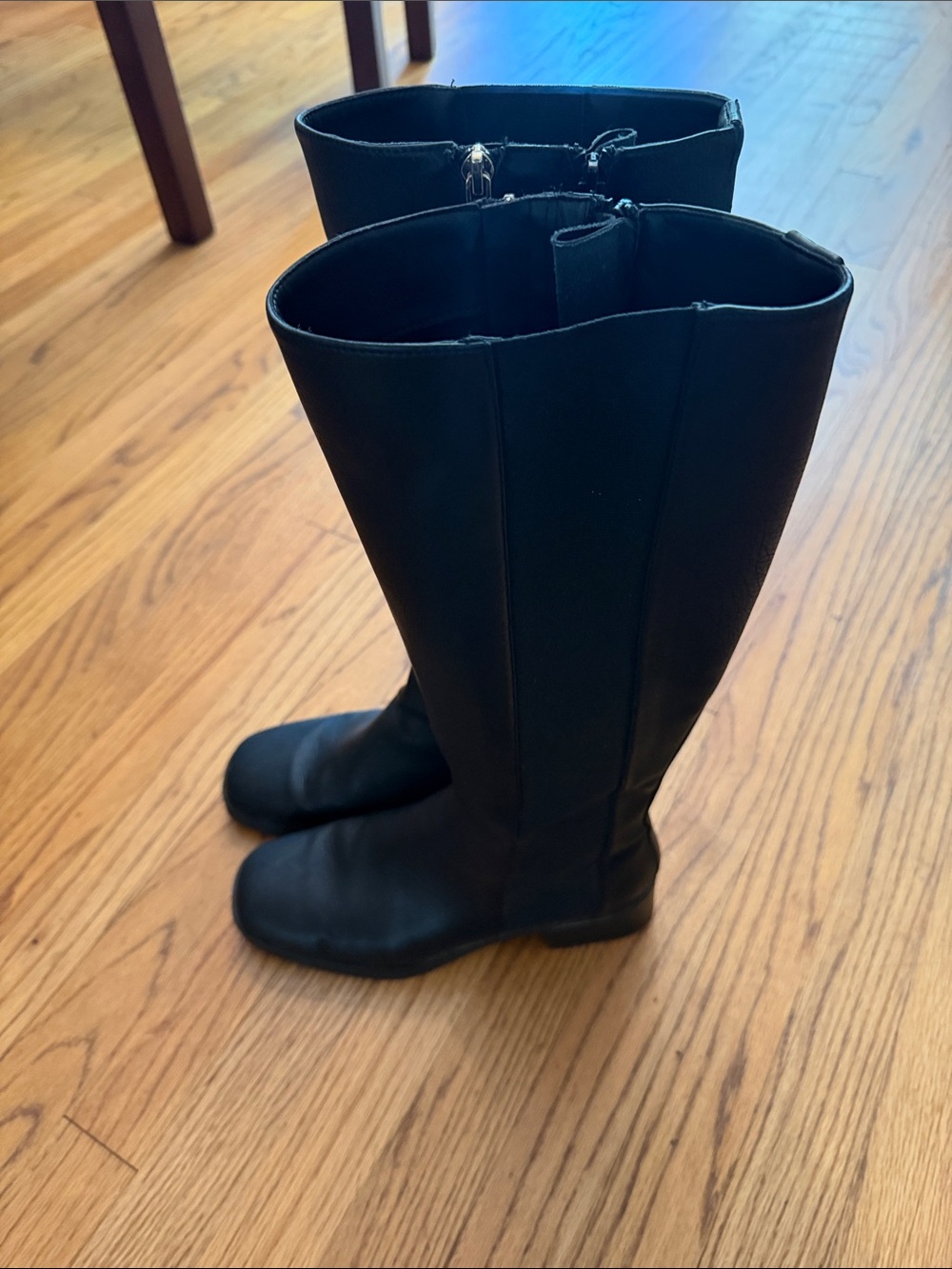 Aerosoles Adjustable Wide Calf Black Knee High Boots, Square Toe - Picture 5 of 6